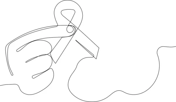 Desenho Contínuo Uma Linha Mão Como Símbolo Dia Cancro Mundial — Vetor de Stock