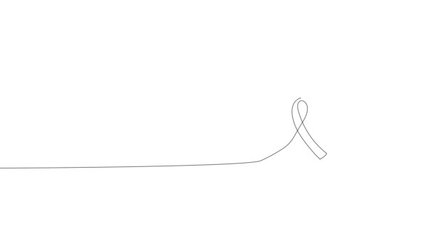 World Cancer Day Animated Self Drawing Continuous Line Drawing Ribbon — Stock Video