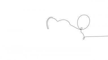 Romantik yaratıcı kompozisyonun sürekli bir çizimi. Sevgililer Günün kutlu olsun. Şenlikli dekoratif eşyalar, kalp şeklinde balonlar ve Sevgililer Günü sembolü olarak sevimli aşk tanrısı. Özet asgari kavram