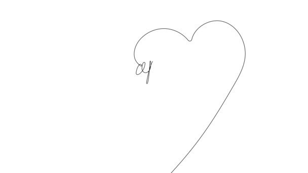 Dessin Continu Une Ligne Composition Créative Romantique Joyeuse Saint Valentin — Video