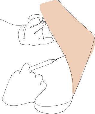 Tıp doktoru ve aşı doz gribinin kesintisiz bir çizimi laboratuvarda, mikrobiyolojide ve eczacılık araştırmalarında, tıbbi ve sağlık hizmetlerinde uyuşturucu şırıngası ateşledi..