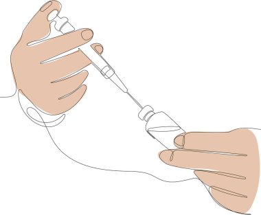 Tıp doktoru ve aşı doz gribinin kesintisiz bir çizimi laboratuvarda, mikrobiyolojide ve eczacılık araştırmalarında, tıbbi ve sağlık hizmetlerinde uyuşturucu şırıngası ateşledi..