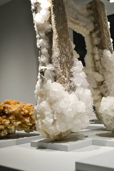 Salt crystals cluster. Salt crystals growth. Salt crystallization. Mine rock salt chunk