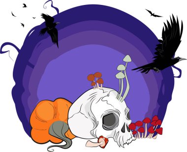 Cadılar Bayramı kapağı web sitesi için metin için kopya alanı olan vektörler. Vektör illüstrasyonu