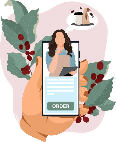 Coffee Food Recipe Mobile App Business Concept Café Servir Une — Image vectorielle