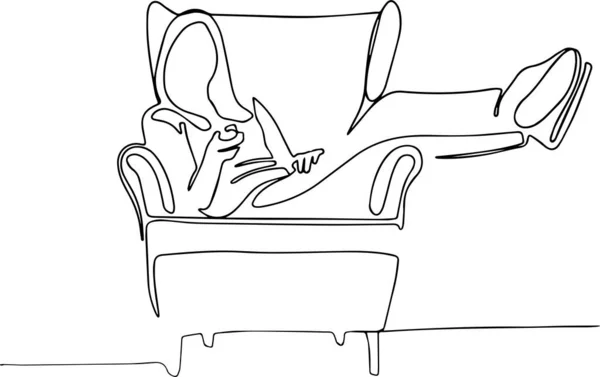 Femme Heureuse Avec Télécommande Reposant Dans Fauteuil Loisir Souriant Personne — Image vectorielle
