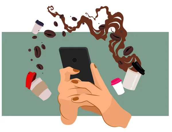 Καφές Τροφίμων Συνταγή Mobile App Business Concept Καφέ Και Σερβίρει — Διανυσματικό Αρχείο