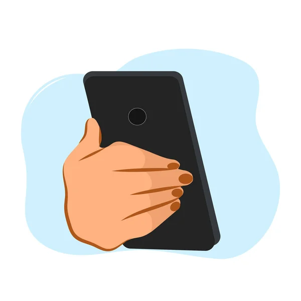Betaling Factuur Van Creditcard Tablet Mobel Telefoon Hand Blauwe Achtergrond — Stockvector