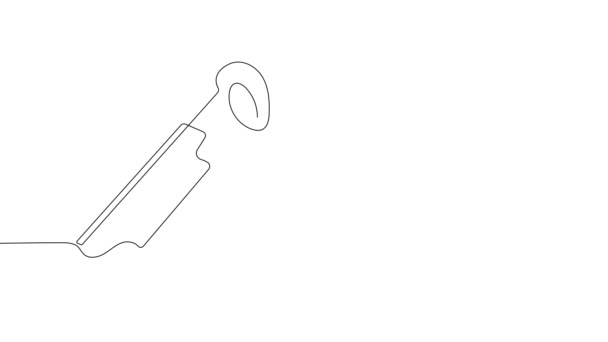 Анимационный Саморисование Непрерывной Линии Рисования Строительного Строителя Носить Униформу Инструмент — стоковое видео