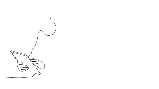 Непрерывный Однолинейный Рисунок Геодезиста Шлемом Голове Штативом Высококачественные Fullhd Кадры — стоковое видео