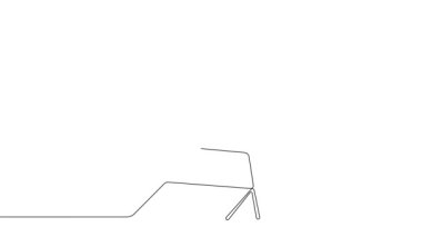 Self drawing continuous line animation of man makes accounting calculations checks the account. High quality 4k footage