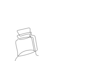Animated self drawing of bottles with oil or honey or lemon or lime juice for scrubbing and body skin care with natural herbal skin care products. High quality FullHD footage