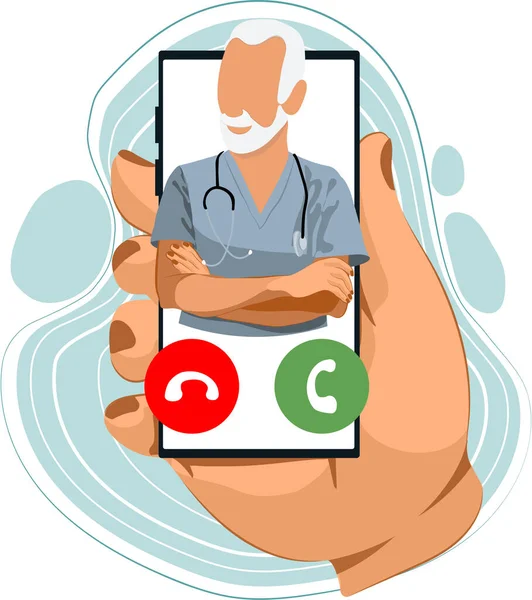 Doctor Phone Call Doctor Online Doctor Consultation Laboratory Analyzes Online — Stok Vektör