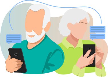 Çevrimiçi sohbet mesajları cep telefonundan mesaj bildirimi. Akıllı telefon sms konuşma baloncukları ekrandaki uyarılara, dijital ya da elektronik sohbetlere basar. Düz biçimli vektör illüstrasyonu