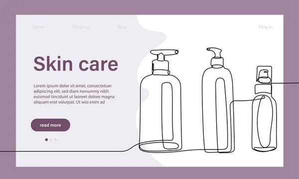 Skin Care Concept Landing Page Template Morning Routine Bath Time — Stock Vector