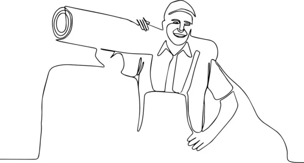 Мужчина Работник Ковровым Покрытием Белом Фоне Векторная Иллюстрация — стоковый вектор