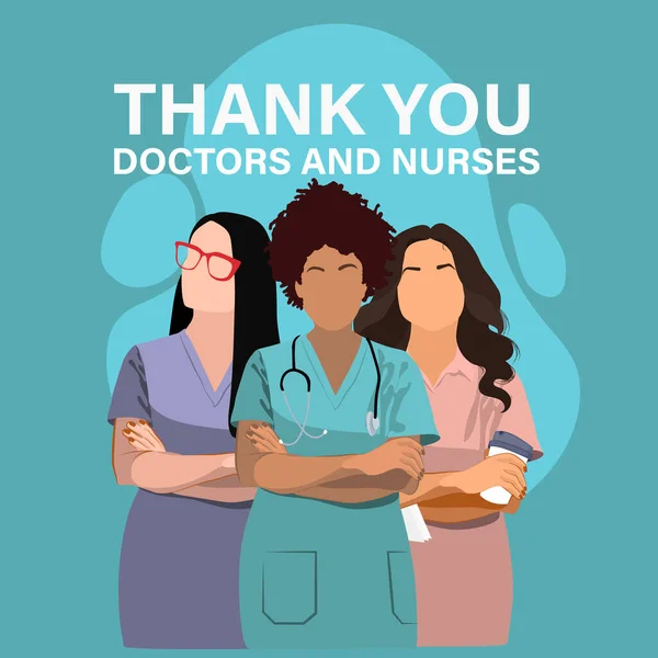 Medical personnel team, character of doctors and nurses wearing a surgical face mask and standing together to fight ills, male and female medical characters set cartoon flat illustration.