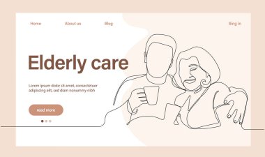 Programs for Seniors Landing Page Template. Elderly Health Care. Elderly care. Cartoon People Vector Illustration.