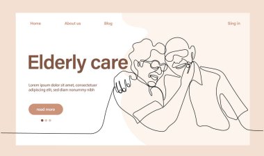 Programs for Seniors Landing Page Template. Elderly Health Care. Elderly care. Cartoon People Vector Illustration.