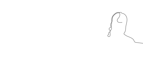 Анимированный Самостоятельный Рисунок Сплошной Линии Строителя Форме Инструментальном Поясе Шлеме — стоковое видео