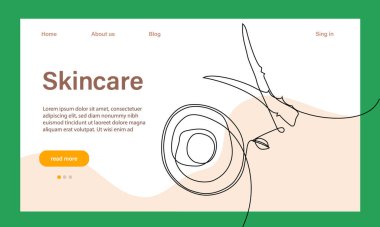 Deri bakımı konsepti. İniş sayfası şablonu. Sabah rutini. Banyo zamanı. Doğal bitkisel cilt bakım ürünleri ve vücut bakımı için organik ürünler, üst görünüm. Vektör illüstrasyonu