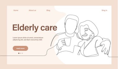 Programs for Seniors Landing Page Template. Elderly Health Care. Elderly care. Cartoon People Vector Illustration.