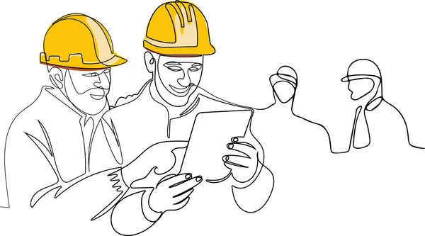 Gerente Construcción Ingeniero Que Trabaja Sitio Construcción Ilustración Vectorial — Vector de stock