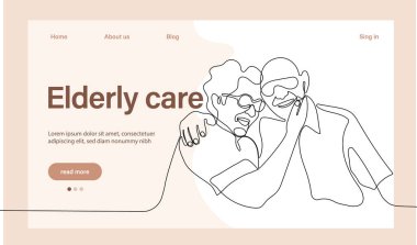 Programs for Seniors Landing Page Template. Elderly Health Care. Elderly care. Cartoon People Vector Illustration.