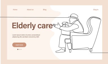 Programs for Seniors Landing Page Template. Elderly Health Care. Elderly care. Cartoon People Vector Illustration.