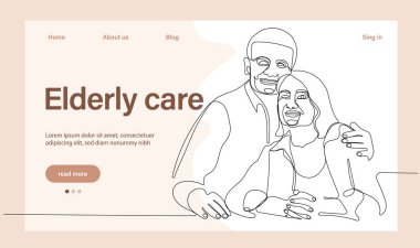 Programs for Seniors Landing Page Template. Elderly Health Care. Elderly care. Cartoon People Vector Illustration.
