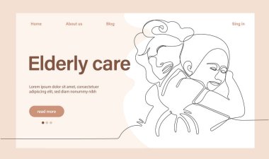 Programs for Seniors Landing Page Template. Elderly Health Care. Elderly care. Cartoon People Vector Illustration.