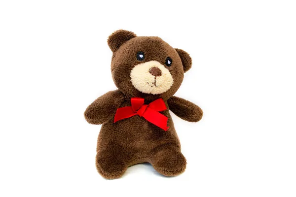 Lovely Brown Bear Doll Isolated White Background Adorable Teddy Bear — Stock fotografie