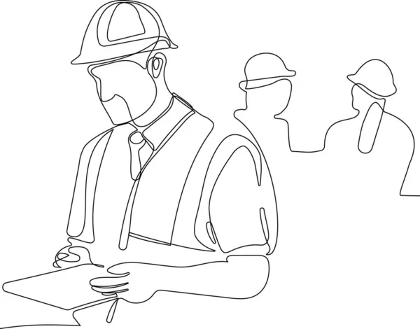 Directeur Construction Ingénieur Travaillant Sur Chantier Illustration Vectorielle — Image vectorielle