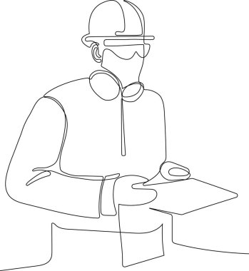 İnşaat müdürü ve mühendisi inşaat alanında çalışıyor. Vektör illüstrasyonu