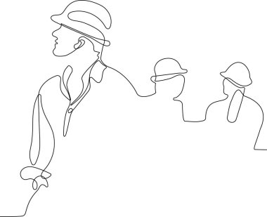 İnşaat müdürü ve mühendisi inşaat alanında çalışıyor. Vektör illüstrasyonu