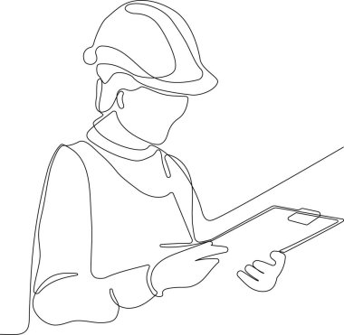 İnşaat müdürü ve mühendisi inşaat alanında çalışıyor. Vektör illüstrasyonu