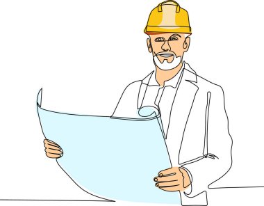 İnşaat müdürü ve mühendisi inşaat alanında çalışıyor. Vektör illüstrasyonu