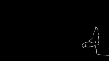 Sürekli çizim yapan mimar toplantısının animasyonlu çizimi ekip üyesiyle plan tasarımı hakkında konuşmak için inşaat sahasında. Tam boy tek çizgi animasyonu. Yüksek kalite 4k görüntü