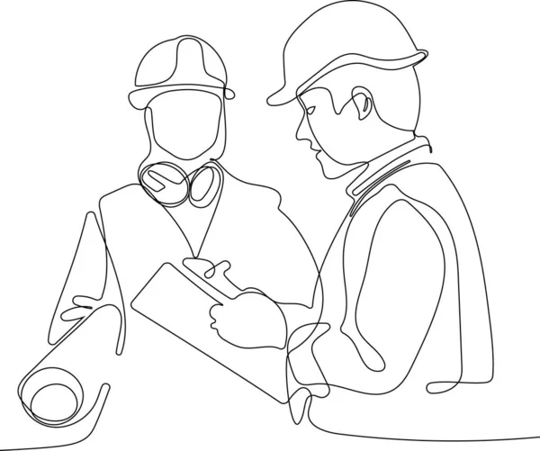 Bauleiter Und Ingenieur Auf Der Baustelle Vektorillustration — Stockvektor