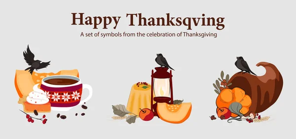 Happy Thanksgiving Plantilla Diseño Vectores Navideños Para Sitios Web Carteles — Vector de stock