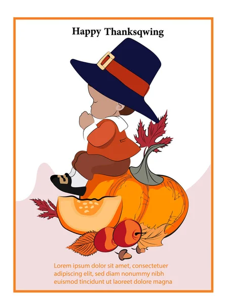 Happy Thanksgiving holiday vector design template for websites, posters, banners. Happy Thanksgiving with traditional food, turkey, pies, pumpkins and fruits. Vector website template