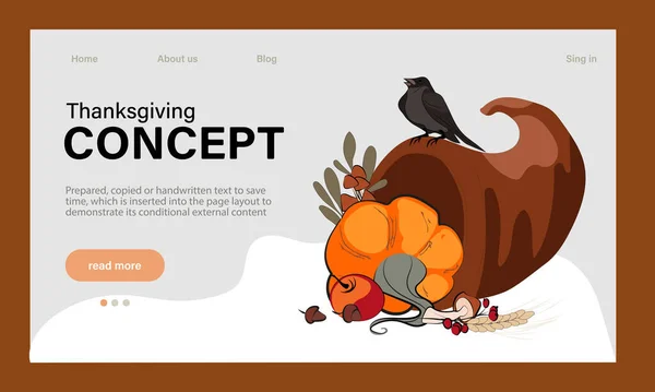 Glad Thanksgiving Semester Vektor Design Mall För Webbplatser Affischer Banderoller — Stock vektor