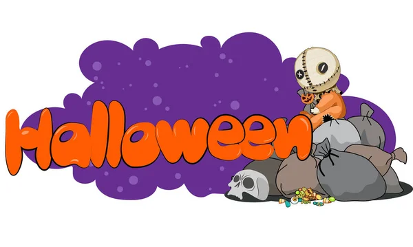 Happy Halloween Banner Oder Party Einladung Hintergrund Mit Nächtlichen Wolken — Stockvektor