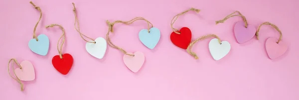 Concept Saint Valentin Sur Fond Rose Amour Cadeaux Focus Sélectif — Photo