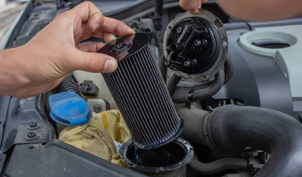 Car Repair Filter Replacement Selective Focus — Stock Photo, Image