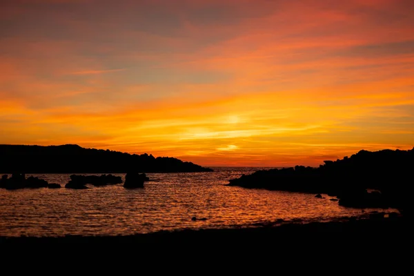 Orange sunset in Menorca. — Stock Photo, Image
