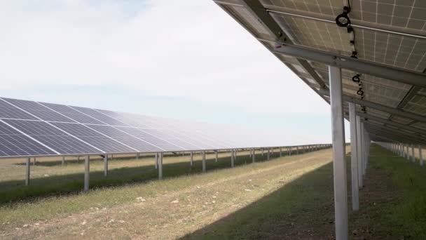 緑のエネルギーを生み出す太陽光パネル — ストック動画