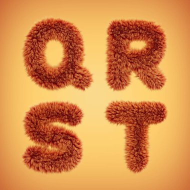 3 boyutlu tüylü turuncu harfler.