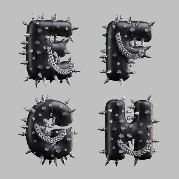 Weergave Van Zwarte Lederen Letters Met Metalen Spikes Ketting — Stockfoto