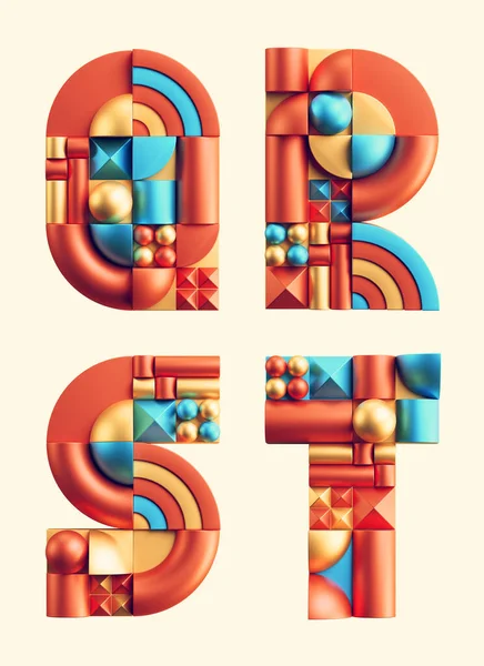 Рендеринг Красочного Шрифта Абстрактных Геометрических Форм — стоковое фото